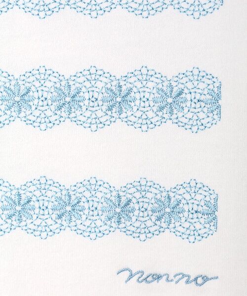 Mademoiselle NON NON / マドモアゼルノンノン Tシャツ | オーガニック天竺 レースボーダー刺繍Tシャツ | 詳細1