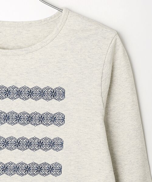 Mademoiselle NON NON / マドモアゼルノンノン Tシャツ | オーガニック天竺 レースボーダー刺繍Tシャツ | 詳細3
