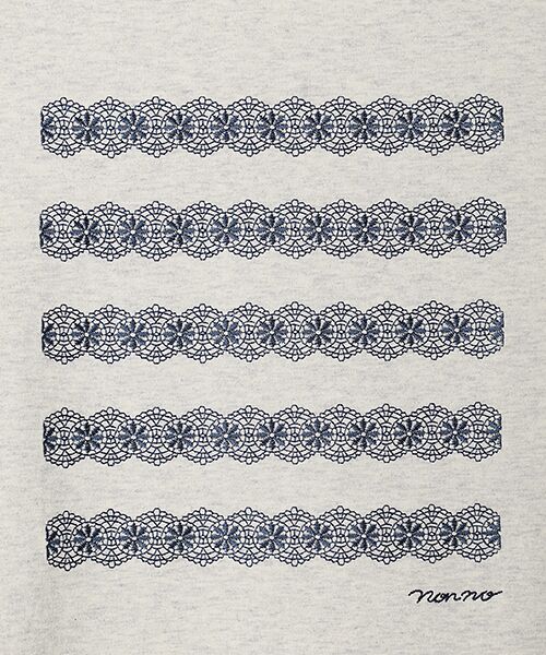 Mademoiselle NON NON / マドモアゼルノンノン Tシャツ | オーガニック天竺 レースボーダー刺繍Tシャツ | 詳細5