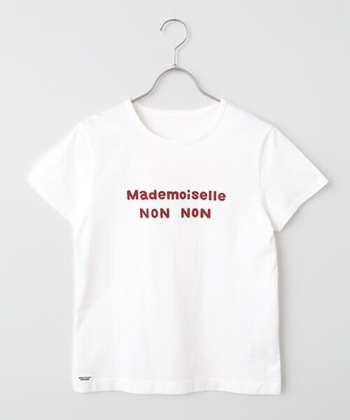 Mademoiselle NON NON / マドモアゼルノンノン Tシャツ | タリイ天竺 1色ロゴプリント半袖Tシャツ(シロ×アカPT)