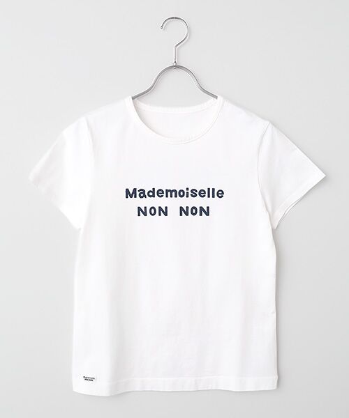 Mademoiselle NON NON / マドモアゼルノンノン Tシャツ | タリイ天竺 1色ロゴプリント半袖Tシャツ(シロ×コンPT)