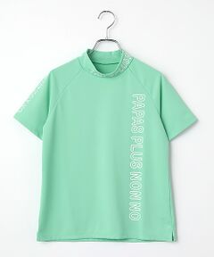 Mademoiselle NON NON / マドモアゼルノンノン カットソー | レディースGOLF エステルエコメッシュ ロゴ入りモックネックTシャツ