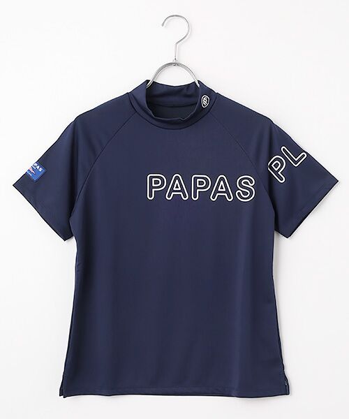 Mademoiselle NON NON / マドモアゼルノンノン カットソー | レディースGOLF ハイテックマテリアルポリエステルニット モックネックTシャツ（ネイビー）