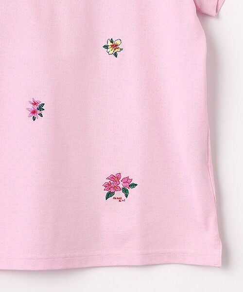 Mademoiselle NON NON / マドモアゼルノンノン ポロシャツ | レディースGOLF クールマックス交編鹿の子シルケット加工 飛び柄刺繍入り半袖ポロシャツ | 詳細3