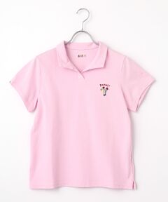 Mademoiselle NON NON / マドモアゼルノンノン ポロシャツ | レディースGOLF クールマックス交編鹿の子シルケット加工 スキッパー衿半袖ポロシャツ