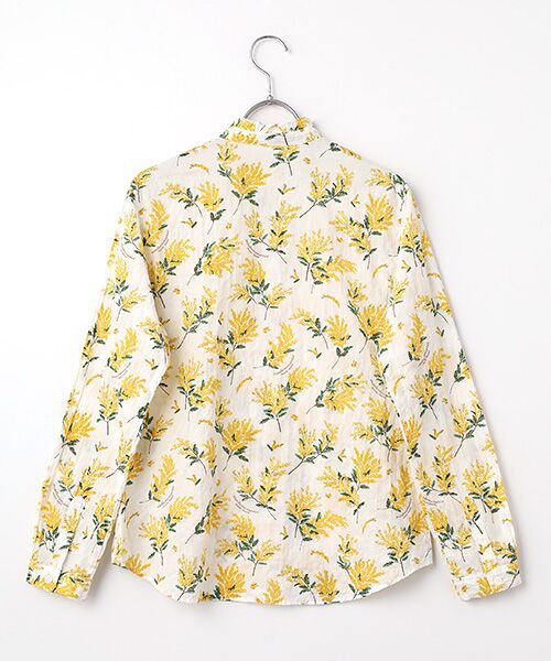 Mademoiselle NON NON / マドモアゼルノンノン シャツ・ブラウス | シャーリングローン ミモザプリントスタンドフリルブラウス | 詳細1