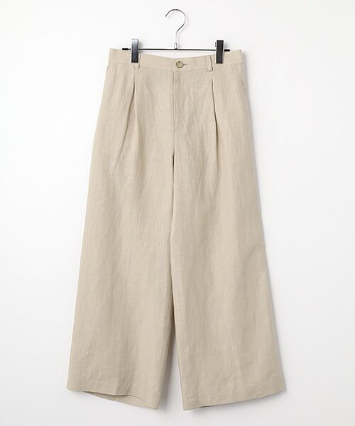 Mademoiselle NON NON / マドモアゼルノンノン その他パンツ | リネンポプリン ワンタックガウチョパンツ（ライトベージュ）