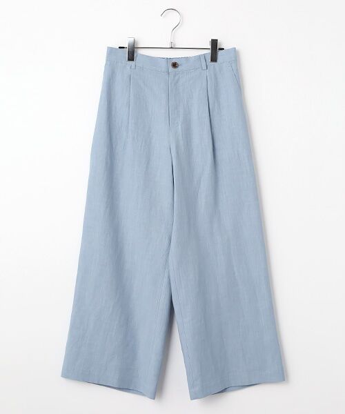 Mademoiselle NON NON / マドモアゼルノンノン その他パンツ | リネンポプリン ワンタックガウチョパンツ（サックス）