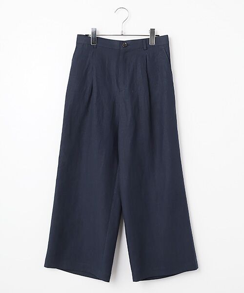 Mademoiselle NON NON / マドモアゼルノンノン その他パンツ | リネンポプリン ワンタックガウチョパンツ（ネイビー）