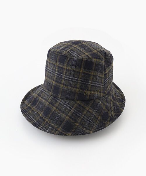 Mademoiselle NON NON / マドモアゼルノンノン ハット | ウールフランネルストレッチ 先染チェッククローシュ（ネイビー系チェック）