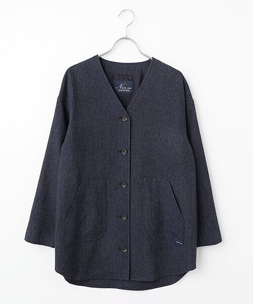 Mademoiselle NON NON / マドモアゼルノンノン その他アウター | ミルドライトフラノ Vネックライトコート（ネイビー系）