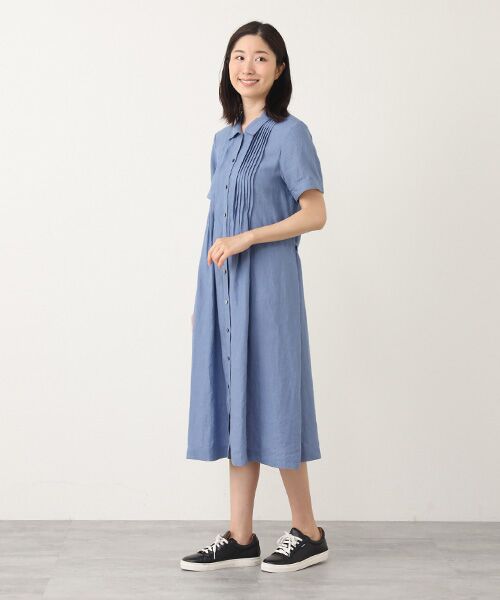 Mademoiselle NON NON / マドモアゼルノンノン ロング・マキシ丈ワンピース | リネンシャンブレー シャツカラーワンピース | 詳細10