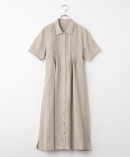Mademoiselle NON NON / マドモアゼルノンノン ロング・マキシ丈ワンピース | リネンシャンブレー シャツカラーワンピース（キナリ）