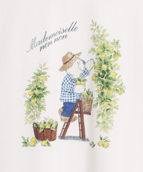 Mademoiselle NON NON / マドモアゼルノンノン Tシャツ | コンパクトヤーンエアロシフォン加工 レモンベアプリントTシャツ | 詳細4