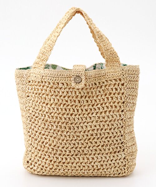 Mademoiselle NON NON / マドモアゼルノンノン かごバック | リーフプリントライニング ラフィアバッグ | 詳細1