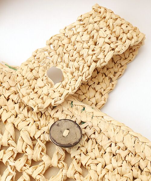 Mademoiselle NON NON / マドモアゼルノンノン かごバック | リーフプリントライニング ラフィアバッグ | 詳細7