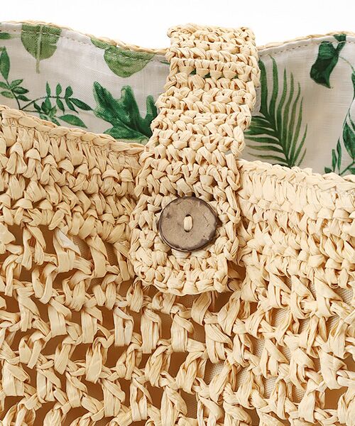 Mademoiselle NON NON / マドモアゼルノンノン かごバック | リーフプリントライニング ラフィアバッグ | 詳細8