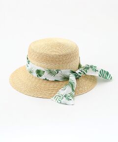 Mademoiselle NON NON / マドモアゼルノンノン ハット | リーフプリントリボン麦わらハット