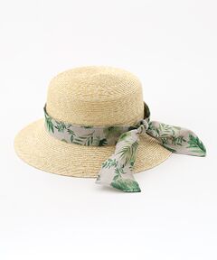 Mademoiselle NON NON / マドモアゼルノンノン ハット | リーフプリントリボン麦わらハット