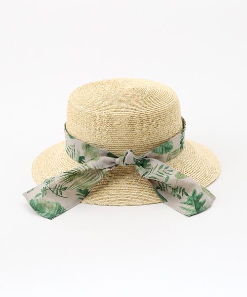 Mademoiselle NON NON / マドモアゼルノンノン ハット | リーフプリントリボン麦わらハット | 詳細1
