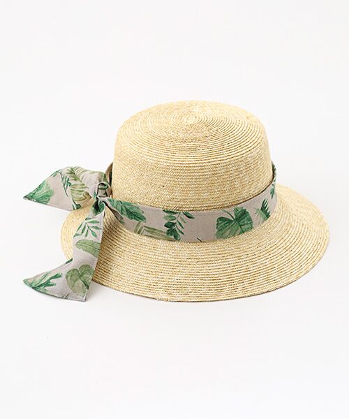 Mademoiselle NON NON / マドモアゼルノンノン ハット | リーフプリントリボン麦わらハット | 詳細2