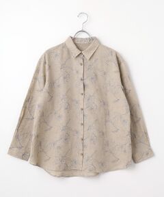 Mademoiselle NON NON / マドモアゼルノンノン シャツ・ブラウス | フレンチリネン リリー刺繍シャツ