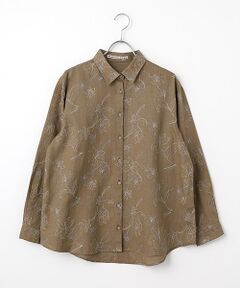 Mademoiselle NON NON / マドモアゼルノンノン シャツ・ブラウス | フレンチリネン リリー刺繍シャツ