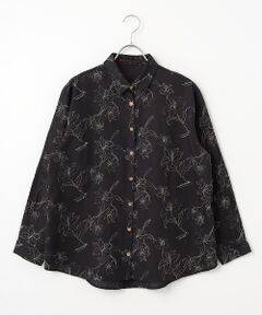 Mademoiselle NON NON / マドモアゼルノンノン シャツ・ブラウス | フレンチリネン リリー刺繍シャツ