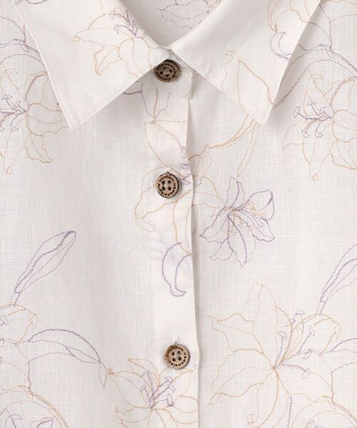 Mademoiselle NON NON / マドモアゼルノンノン シャツ・ブラウス | フレンチリネン リリー刺繍シャツ | 詳細1