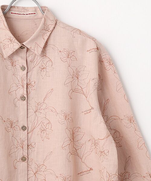 Mademoiselle NON NON / マドモアゼルノンノン シャツ・ブラウス | フレンチリネン リリー刺繍シャツ | 詳細3