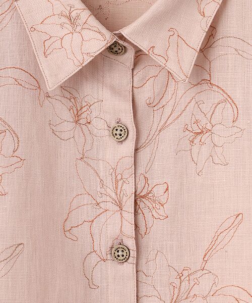 Mademoiselle NON NON / マドモアゼルノンノン シャツ・ブラウス | フレンチリネン リリー刺繍シャツ | 詳細5
