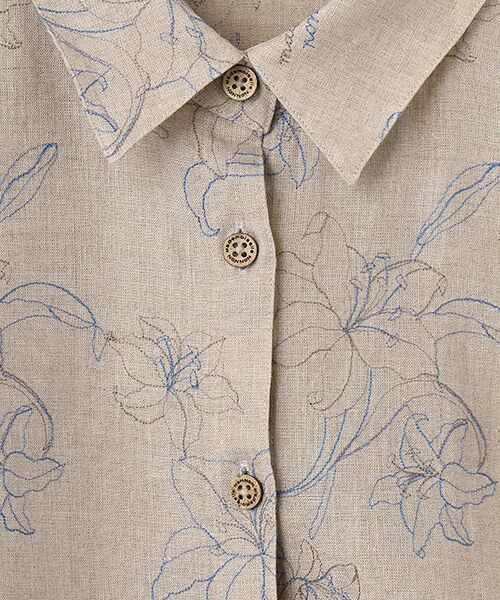 Mademoiselle NON NON / マドモアゼルノンノン シャツ・ブラウス | フレンチリネン リリー刺繍シャツ | 詳細6