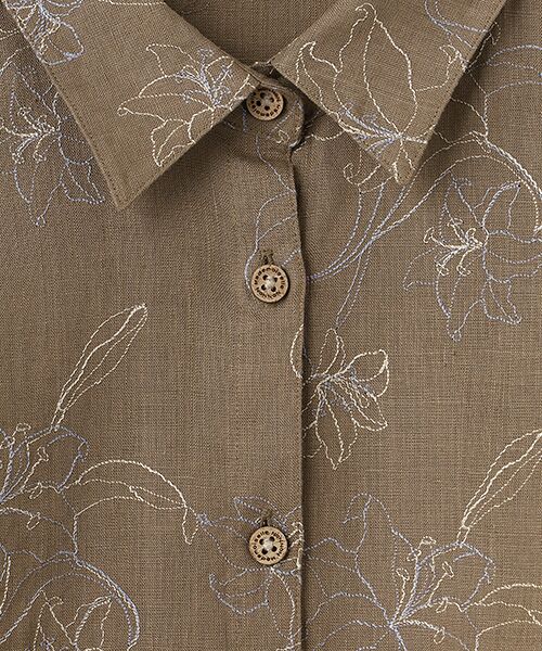 Mademoiselle NON NON / マドモアゼルノンノン シャツ・ブラウス | フレンチリネン リリー刺繍シャツ | 詳細7