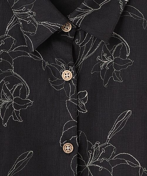 Mademoiselle NON NON / マドモアゼルノンノン シャツ・ブラウス | フレンチリネン リリー刺繍シャツ | 詳細8