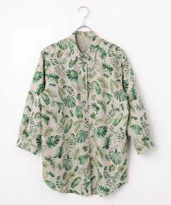 リーフプリント チュニックシャツ[8分袖]