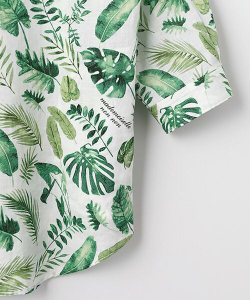 Mademoiselle NON NON / マドモアゼルノンノン シャツ・ブラウス | リーフプリント チュニックシャツ[8分袖] | 詳細3