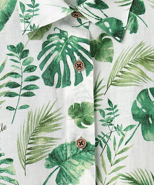Mademoiselle NON NON / マドモアゼルノンノン シャツ・ブラウス | リーフプリント チュニックシャツ[8分袖] | 詳細4
