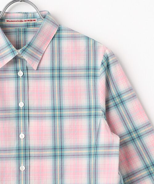 Mademoiselle NON NON / マドモアゼルノンノン シャツ・ブラウス | ローンチェック7分袖シャツ | 詳細2