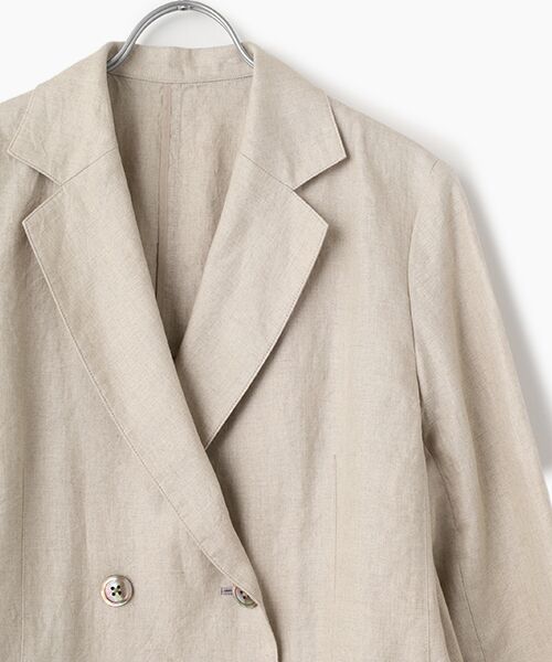 Mademoiselle NON NON / マドモアゼルノンノン テーラードジャケット | ノルマンディリネン ロング丈ダブルジャケット | 詳細2