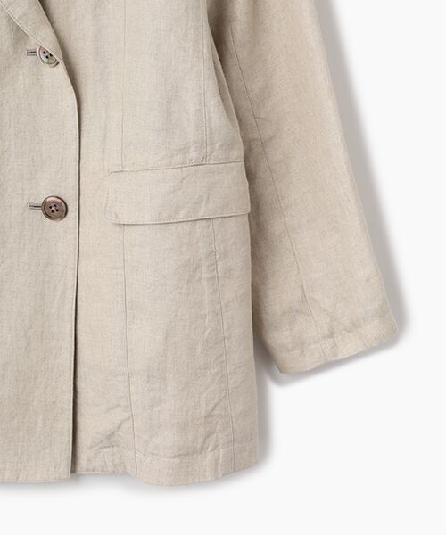 Mademoiselle NON NON / マドモアゼルノンノン テーラードジャケット | ノルマンディリネン ロング丈ダブルジャケット | 詳細3