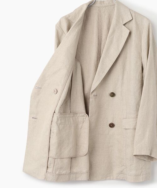 Mademoiselle NON NON / マドモアゼルノンノン テーラードジャケット | ノルマンディリネン ロング丈ダブルジャケット | 詳細4