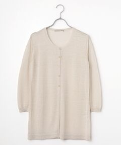 Mademoiselle NON NON / マドモアゼルノンノン カーディガン・ボレロ | リネンクロスウオッシャブルWカバー ロングカーディガン[8分袖]