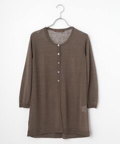 Mademoiselle NON NON / マドモアゼルノンノン カーディガン・ボレロ | リネンクロスウオッシャブルWカバー ロングカーディガン[8分袖]