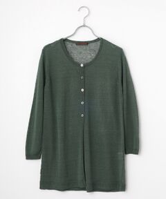 Mademoiselle NON NON / マドモアゼルノンノン カーディガン・ボレロ | リネンクロスウオッシャブルWカバー ロングカーディガン[8分袖]