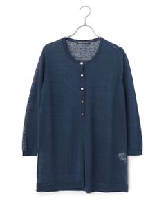 Mademoiselle NON NON / マドモアゼルノンノン カーディガン・ボレロ | リネンクロスウオッシャブルWカバー ロングカーディガン[8分袖]