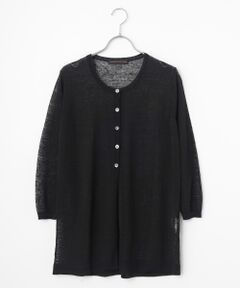 リネンクロスウオッシャブルWカバー ロングカーディガン[8分袖]