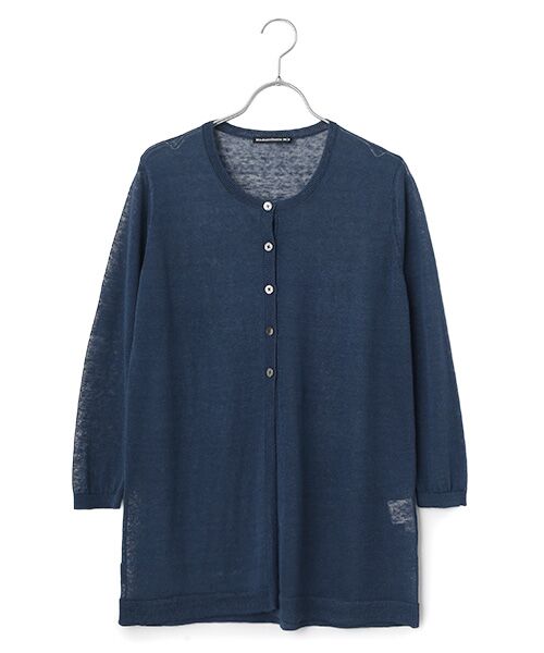 Mademoiselle NON NON / マドモアゼルノンノン カーディガン・ボレロ | リネンクロスウオッシャブルWカバー ロングカーディガン[8分袖]（デニム）