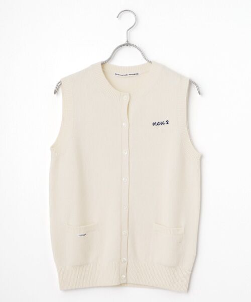 Mademoiselle NON NON / マドモアゼルノンノン ベスト | タスマニアウール天竺 クルーネックベスト（オフシロ）