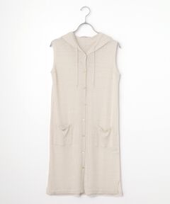 Mademoiselle NON NON / マドモアゼルノンノン ベスト | リネンクロスウオッシャブルWカバー フード付きベスト