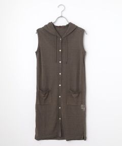 Mademoiselle NON NON / マドモアゼルノンノン ベスト | リネンクロスウオッシャブルWカバー フード付きベスト